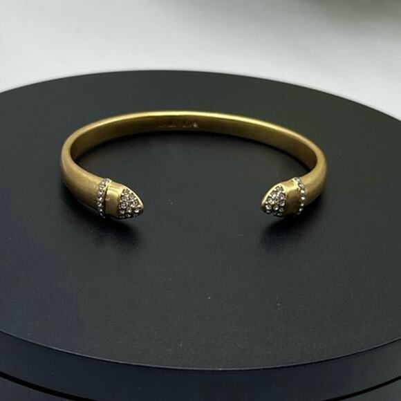 Stella & Dot Ansley Crystal Pave Semi-Shiny Gold Tone Cuff Bracelet B384G - Picture 1 of 13